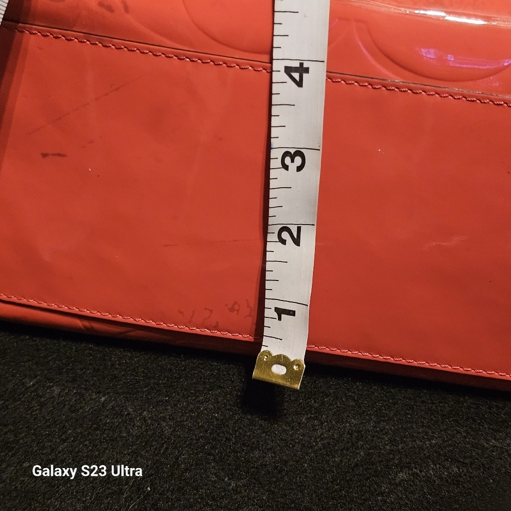 Coach Peyton Embossed Tote Orange/Coral - Picture 7 of 16